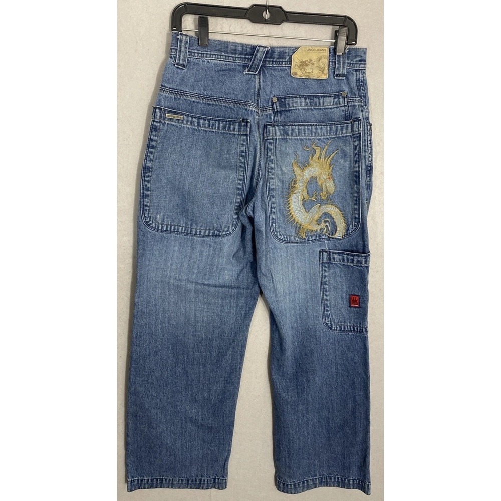Vintage JNCO Jeans 90s The Low Down Tribal Dragon Mens Jeans Size 29x28.5 Baggy
